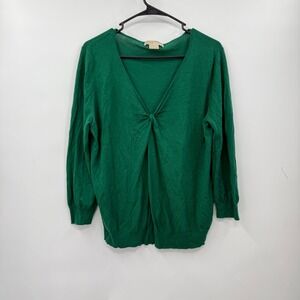 Michael Kors W Emerald Green V-Neck Long Sleeve‎ Twist Front Top XL